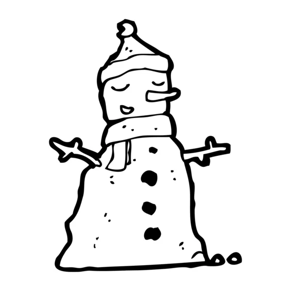 Dessin animé traditionnel bonhomme de neige — Image vectorielle