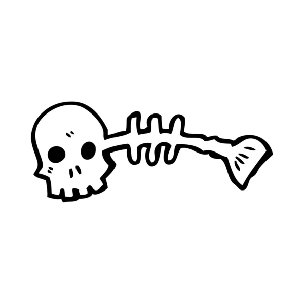 Skull fish skeleton cartoon — Stock Vector