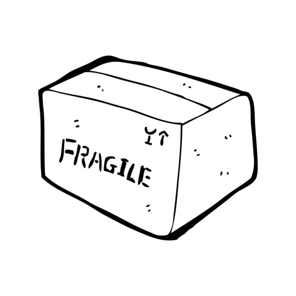 Caja de cartón marcada frágil caricatura — Vector de stock