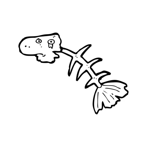 Desenhos animados de esqueleto de peixe — Vetor de Stock