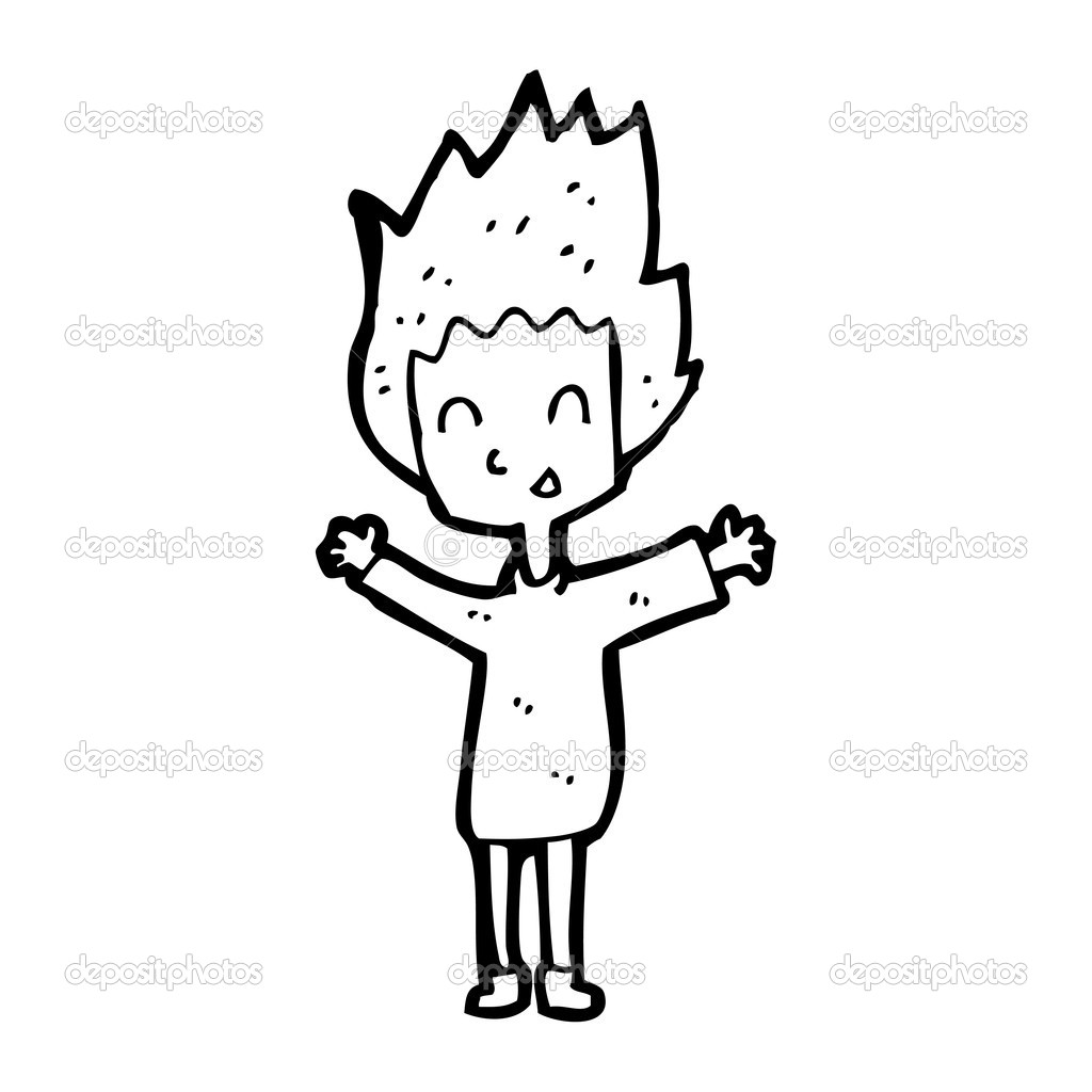 Spiky hair girl cartoon — Stock Vector © lineartestpilot #19896119