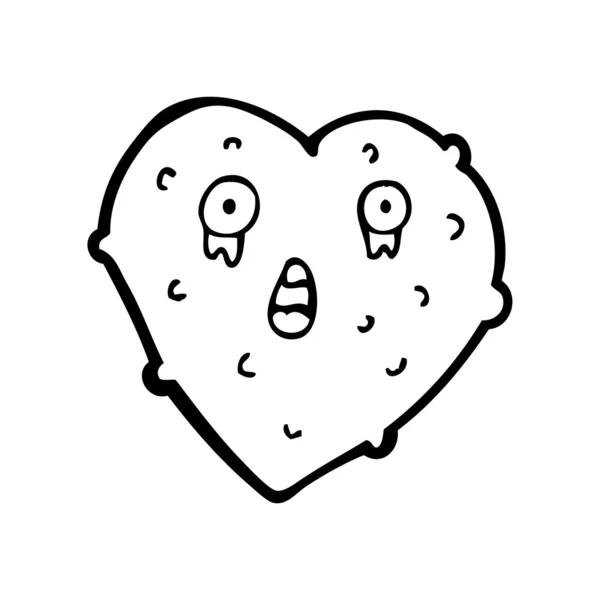 Hideous cuore cartone animato — Vettoriale Stock