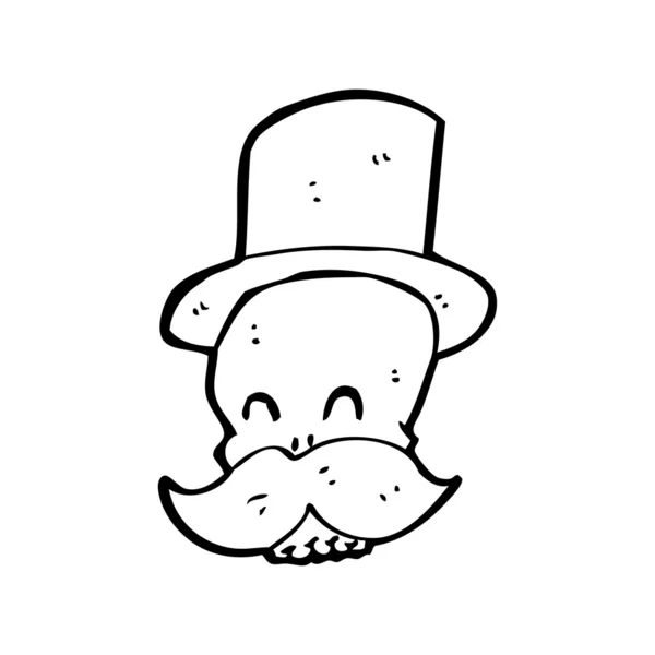 Posh skull in top hat cartoon — Stock Vector