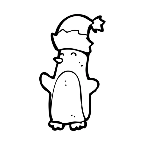 Happy xmas tučňák kreslený — Stockový vektor