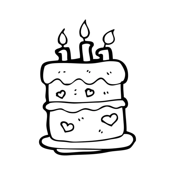 Birthday cake with hearts cartoon — Stock Vector