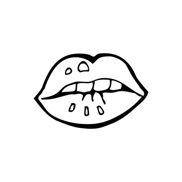 Desenhos animados mordendo lábios — Vetor de Stock