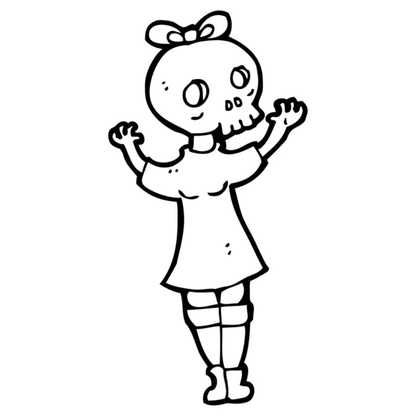 骷髅头女孩卡通 — 图库矢量图片