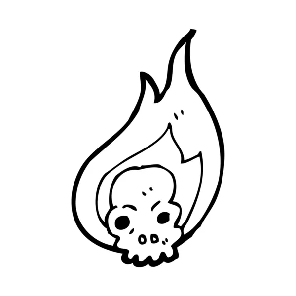 Desenho animado crânio flamejante — Vetor de Stock
