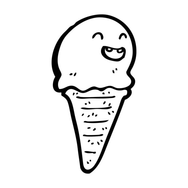 Feliz helado cono de dibujos animados — Vector de stock