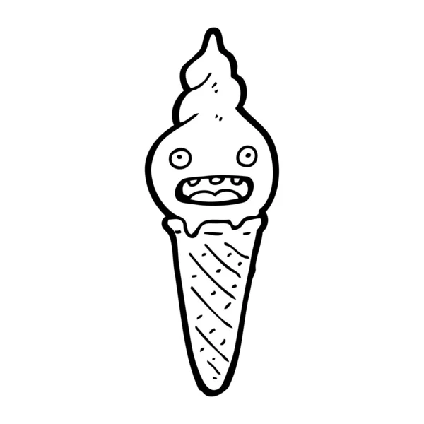 Caricatura retro helado cono carácter — Vector de stock
