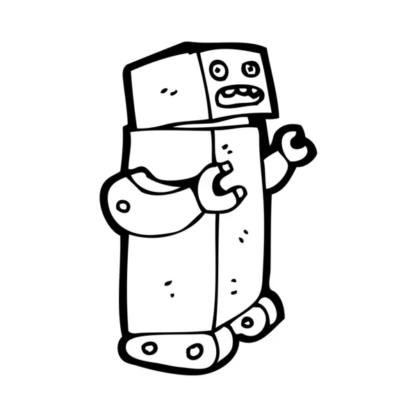 无趣的四方盒子机器人卡通 — 图库矢量图片
