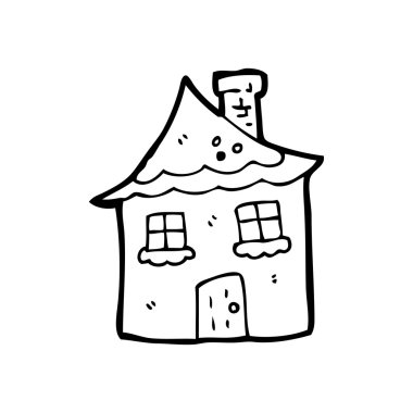 çizgi film kar kaplı evi