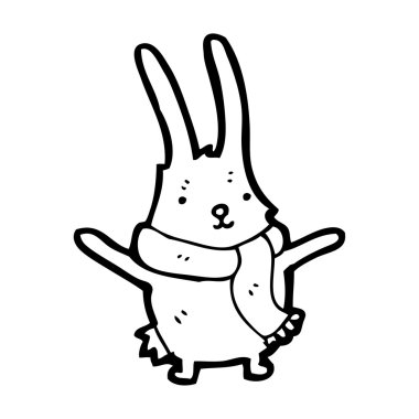 sevimli tavşan eşarp karikatür