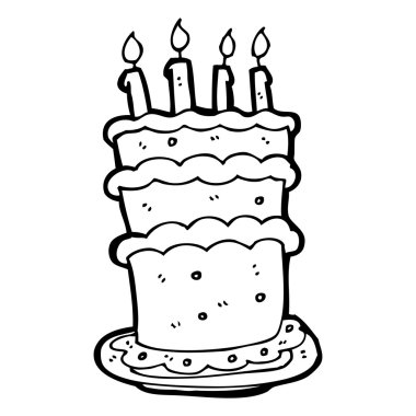 büyük doğum günü pastası karikatür