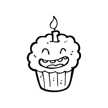 mutlu cupcake karikatür