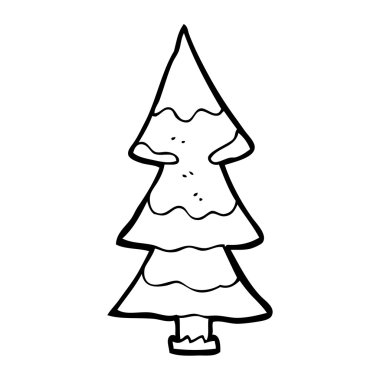 karlı Noel ağacı karikatür