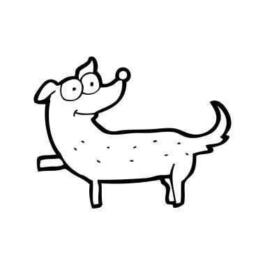 mutlu köpek işaret eden karikatür