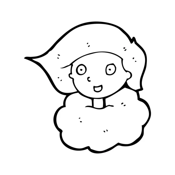 Κινούμενα σχέδια κεφάλι στο σύννεφα κινούμενα σχέδια κορίτσι — Διανυσματικό Αρχείο