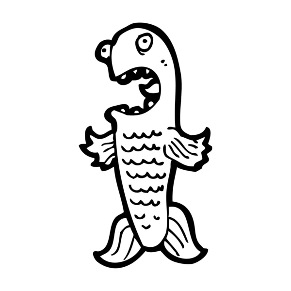 Caricature de poisson terrifié — Image vectorielle