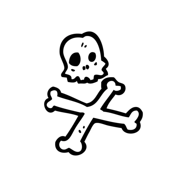 Skallen cross bones cartoon — Stock vektor