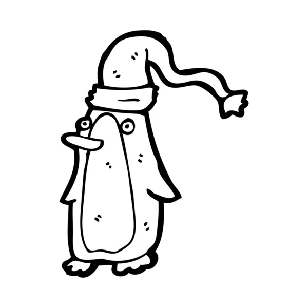 Pinguino cartone animato in cappello di Natale — Vettoriale Stock