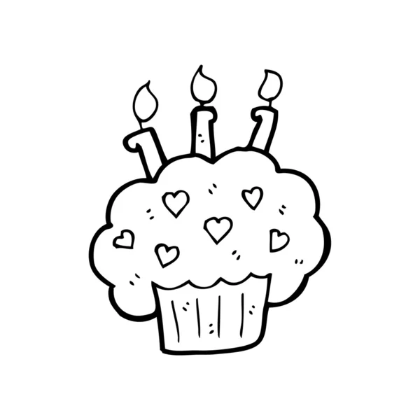 Cupcake mit Kerze Karikatur — Stockvektor