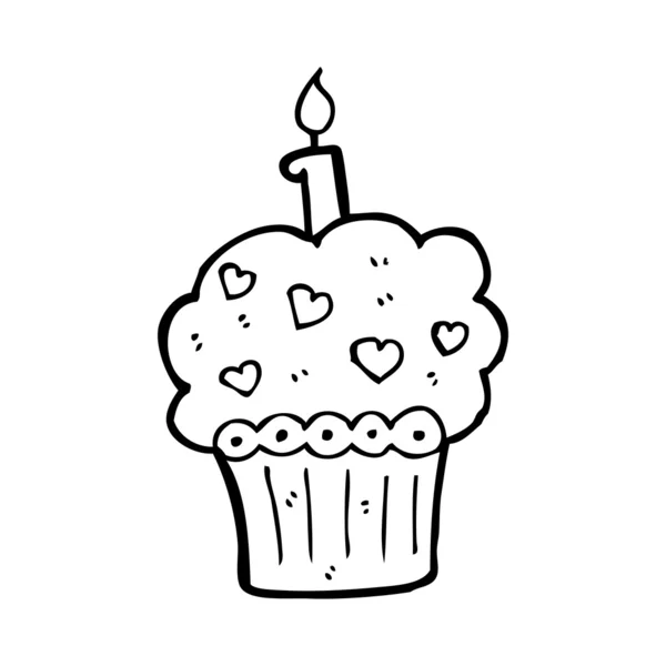 Cartoon birthday cup cake — Stock Vector
