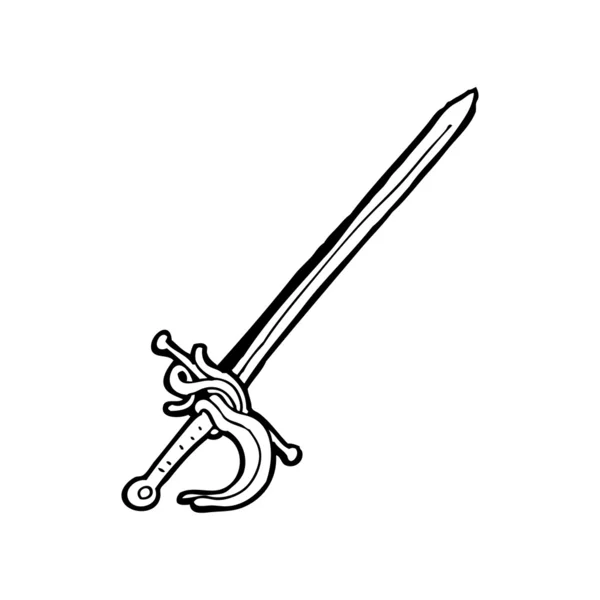 Desenhos animados de espada de rapieiro ornamentado — Vetor de Stock