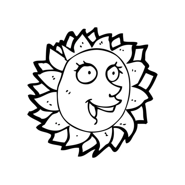 Cara de dibujos animados de girasol feliz — Archivo Imágenes Vectoriales