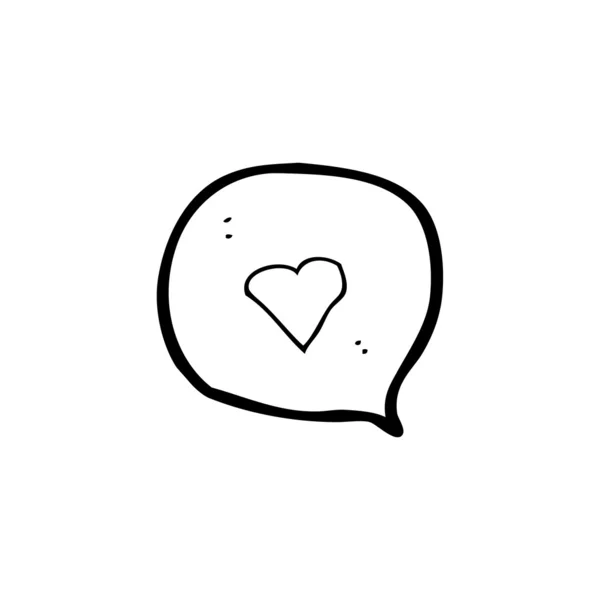 Cuore amore discorso bolla cartone animato — Vettoriale Stock