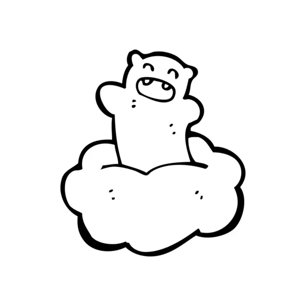 Oso flotando en la nube de dibujos animados — Vector de stock