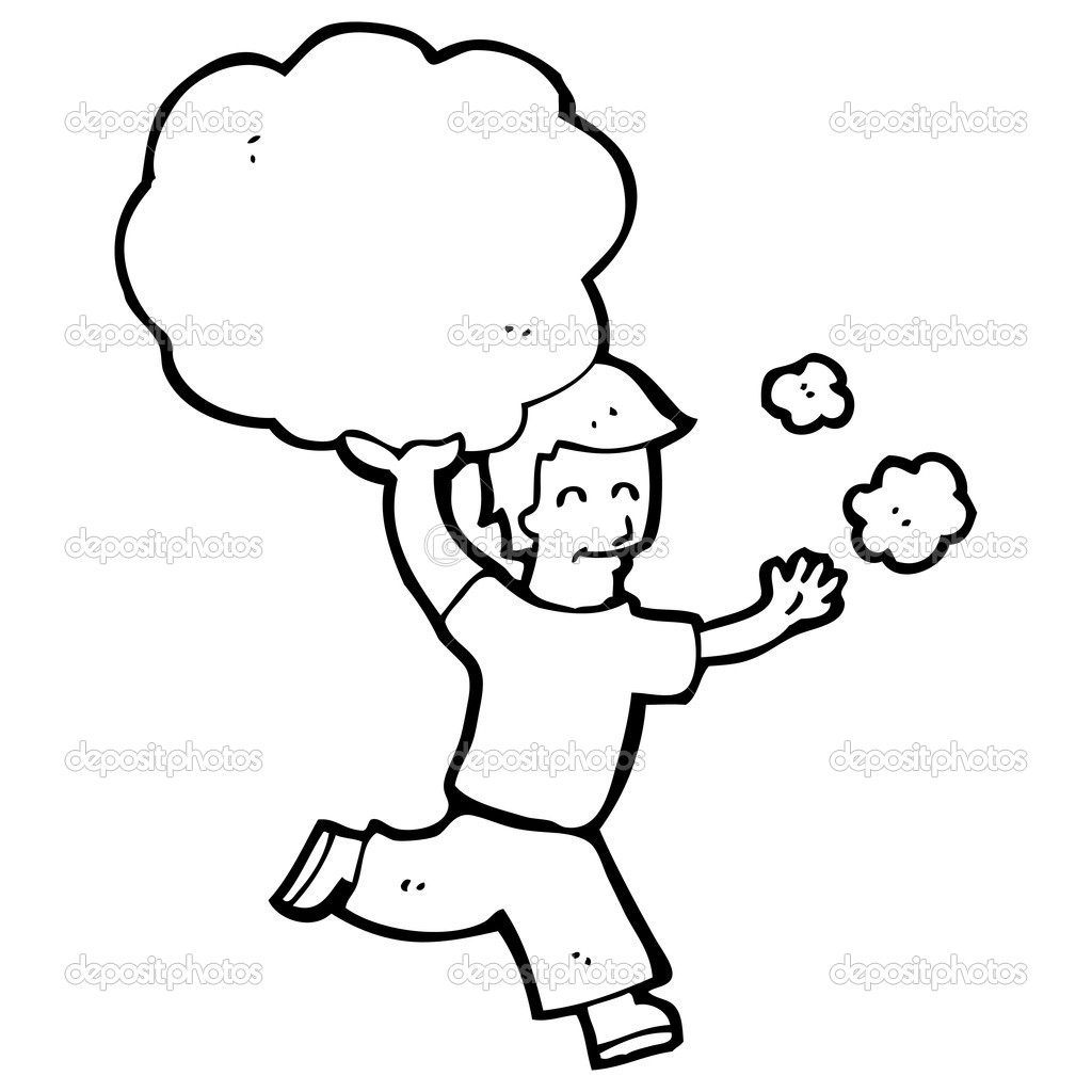 Homme qui court avec le dessin animé de nuage — Image vectorielle