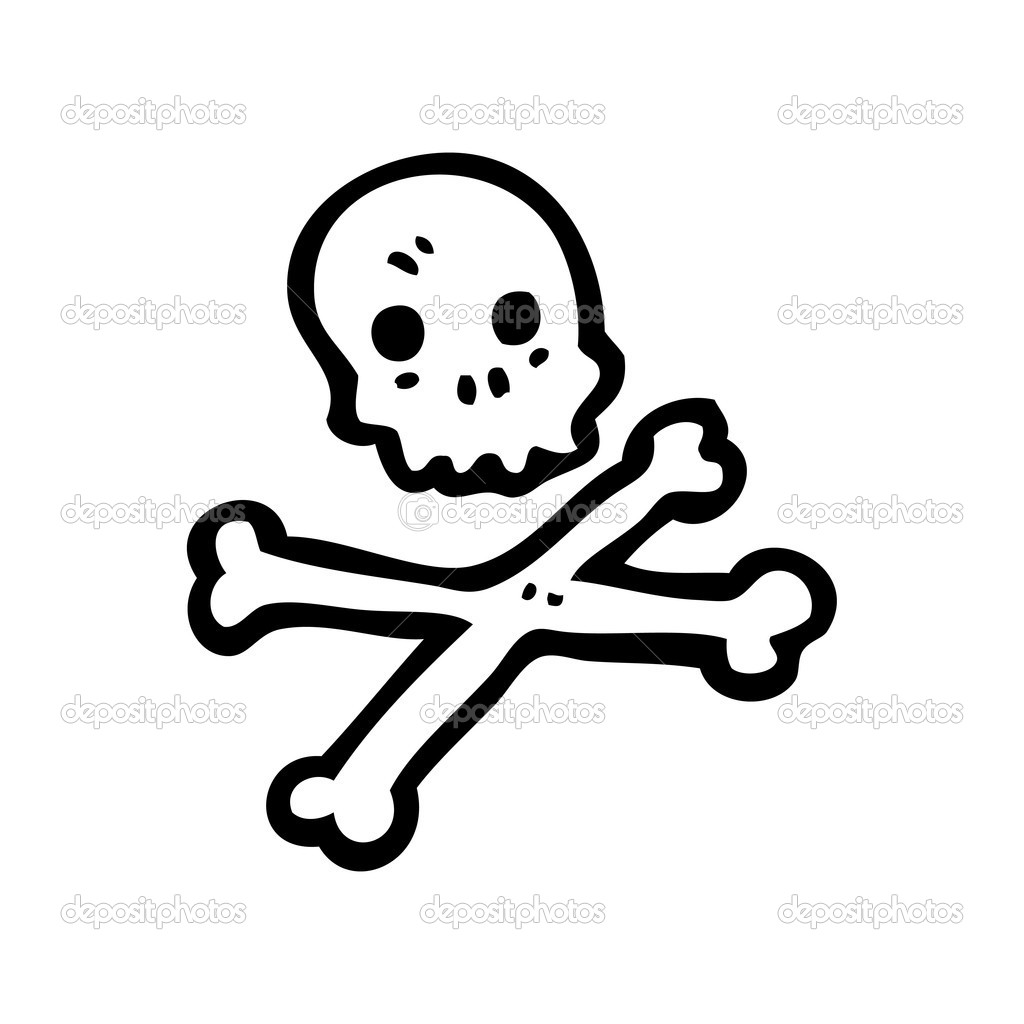 Skull cross bones cartoon