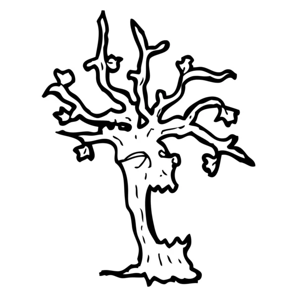 Árbol de dibujos animados espeluznante — Vector de stock