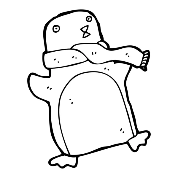 Pingüino en bufanda de dibujos animados — Vector de stock