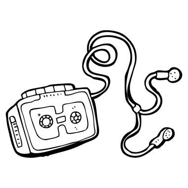 eski kişisel kaset kaset çalar karikatür