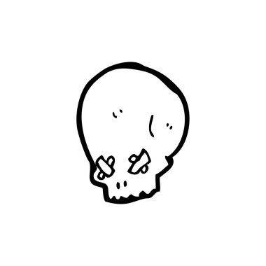 Çizgi Film ürkütücü kafatası bantlanmış gözleri ile