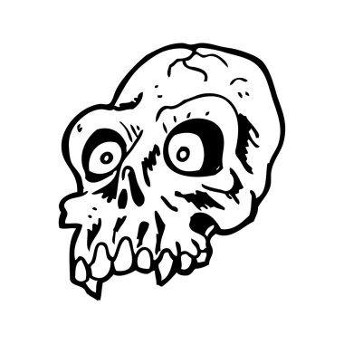 Scary halloween kafatası karikatür