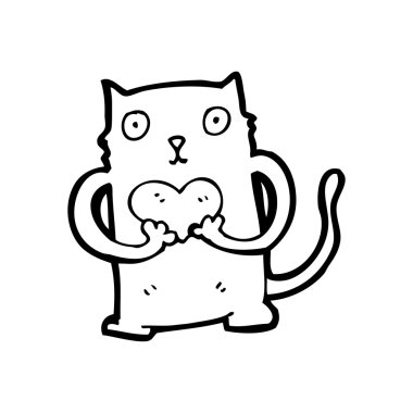 kalp karikatür kedi