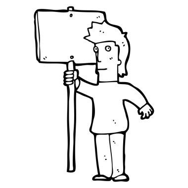 protestocu işareti karikatür