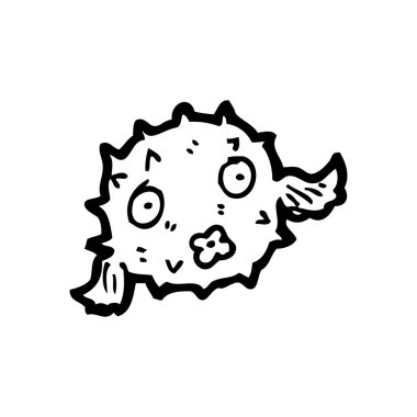 kirpi balığı balık karikatür