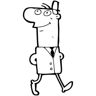 kibar adam karikatür çalışması için yürüyor