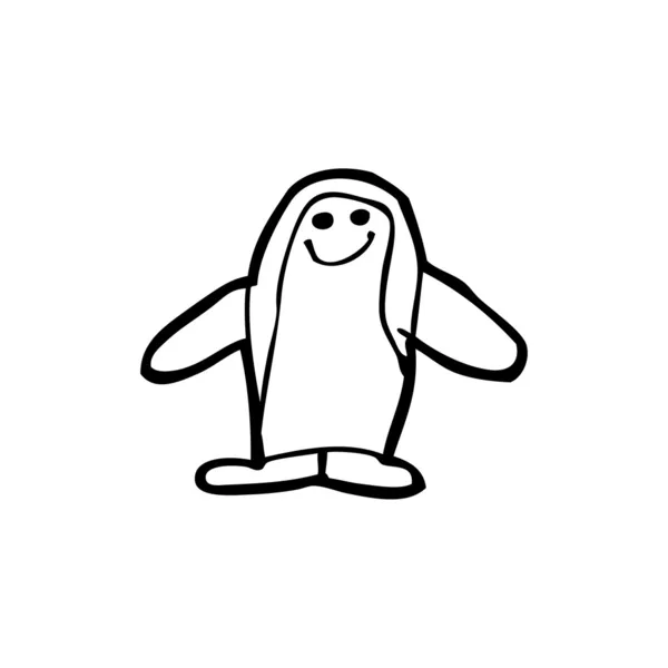 L'enfant dessine un pingouin heureux — Image vectorielle
