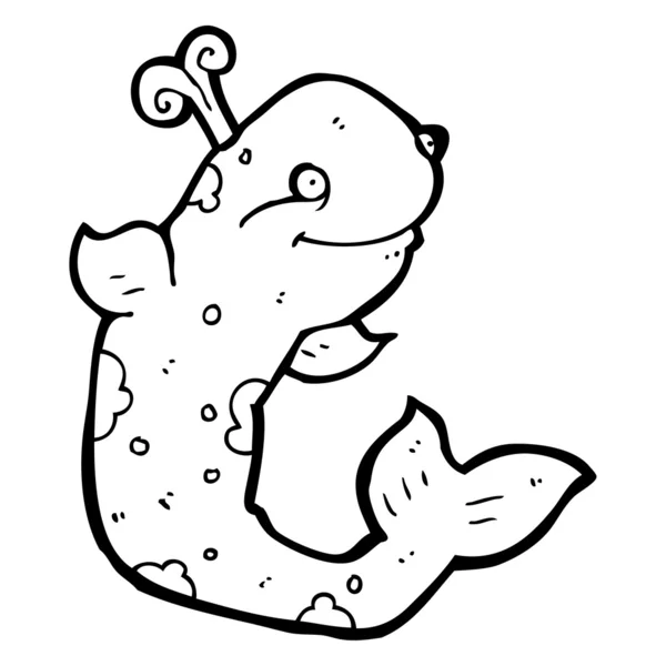 クジラの潮吹き水漫画 — ストックベクタ