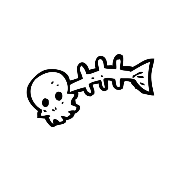 Skull fish skeleton cartoon — Stock Vector