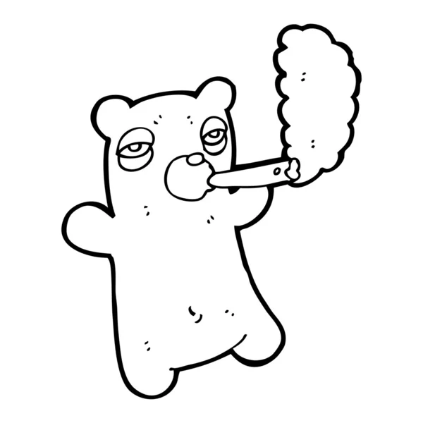 Orso fumando cartone animato — Vettoriale Stock