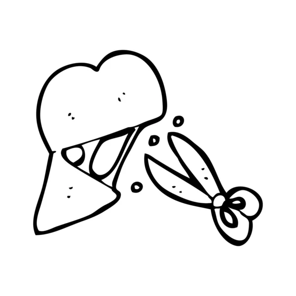 Forbici taglio del cuore cartone animato — Vettoriale Stock