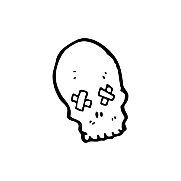 Ojos pegado gótico cráneo de dibujos animados — Archivo Imágenes Vectoriales
