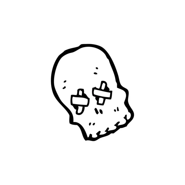 Eyes taped gothic skull cartoon — Stock Vector