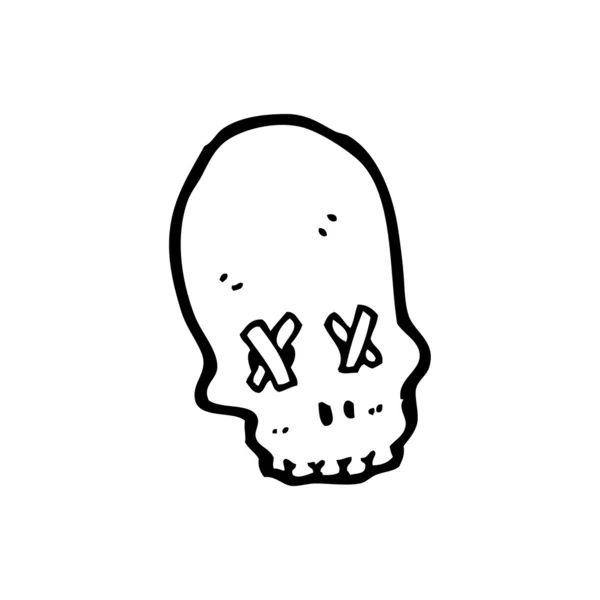 Ogen geplakt gotische schedel cartoon — Stockvector